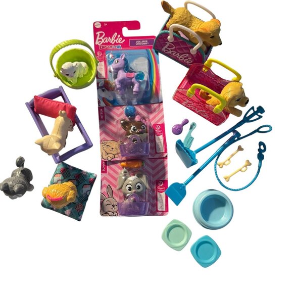 Barbie Mattel Mixed Lot Pet Dog Cat Toy Set Accessories & Collectible Figures